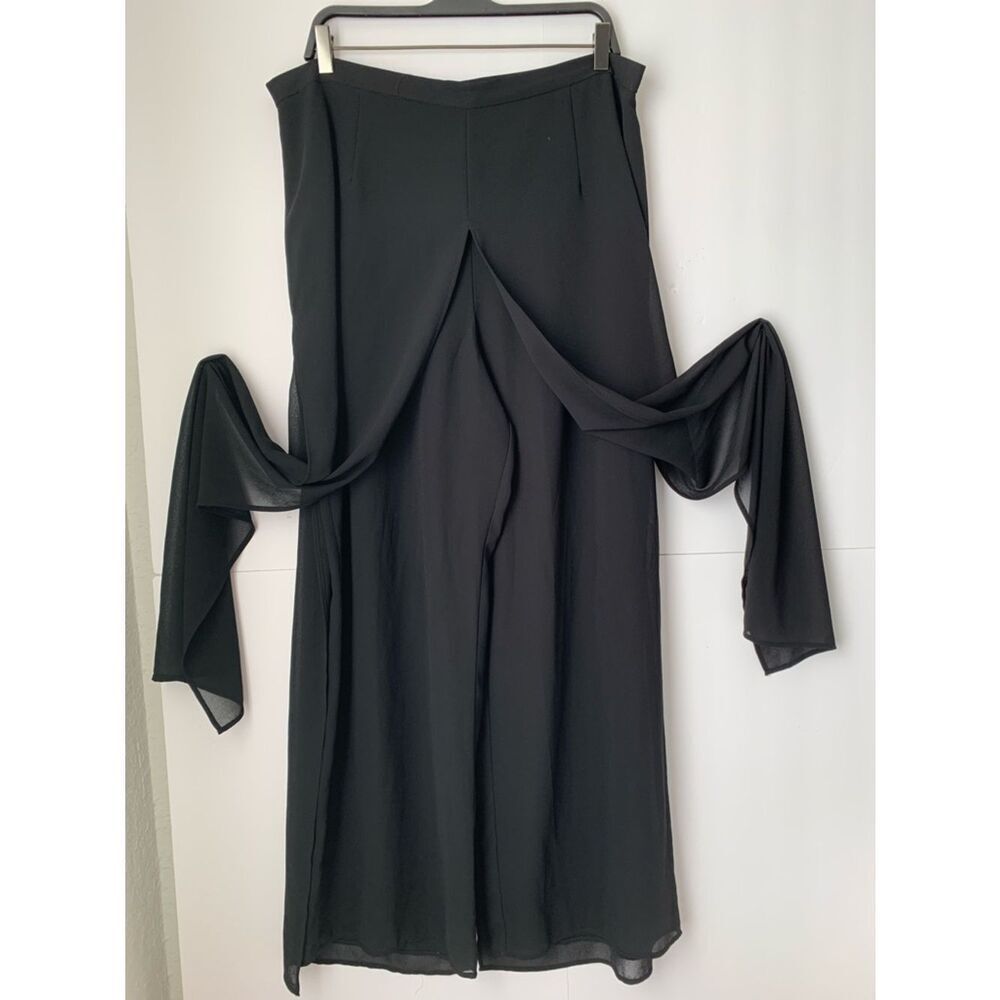 Another Thyme Black Shiffon Wide Leg Draped Trouser Size XL - Picture 2 of 13